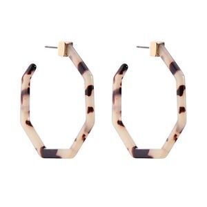 Faux Tortoise Shell Geometric Hoop Earrings